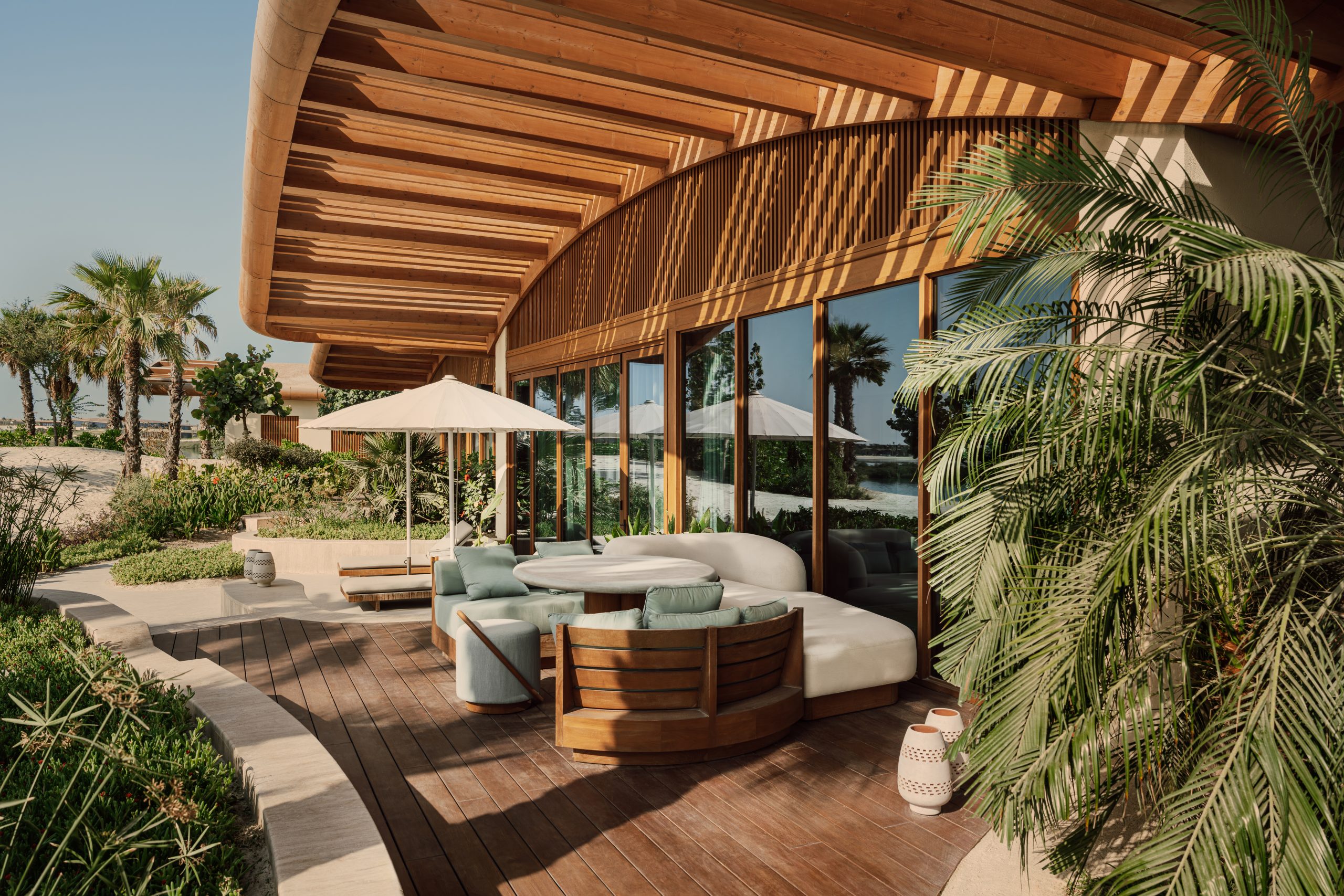 Indoor-outdoor treatment room at the Life in Balance Spa at Miraval The Red Sea