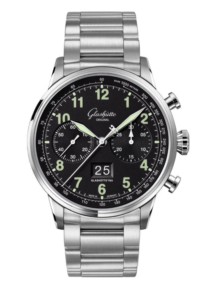Glashütte Original Senator Chronograph Navigator with black dial and luminous Arabic numerals