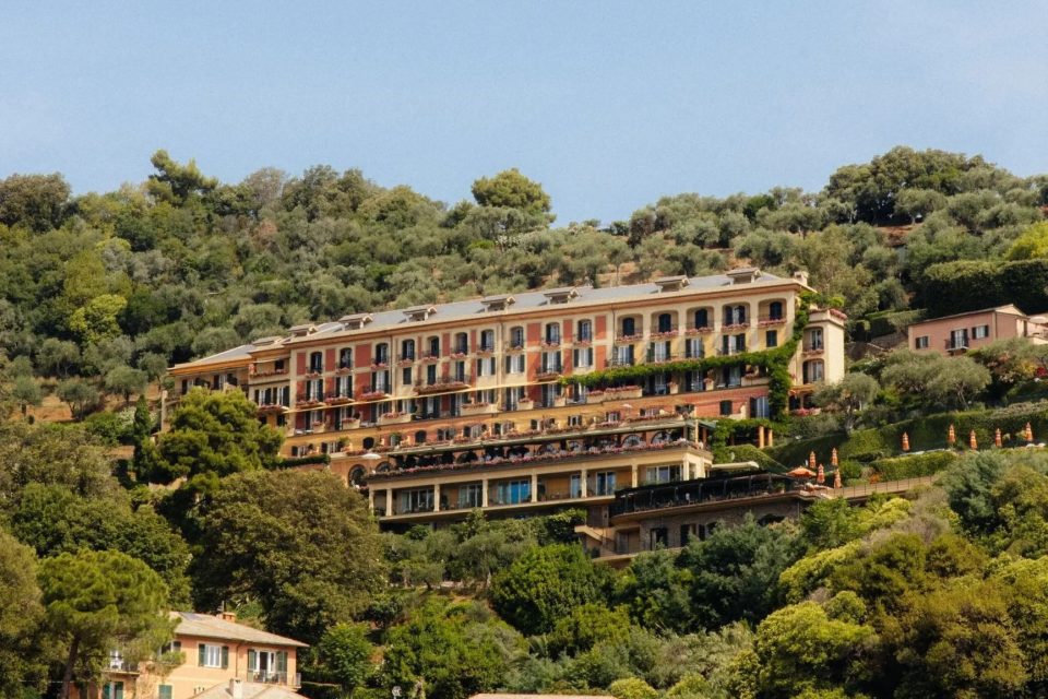 Splendido, A Belmond Hotel, Portofino, set into the green Ligurian hillside above the Italian Riviera.