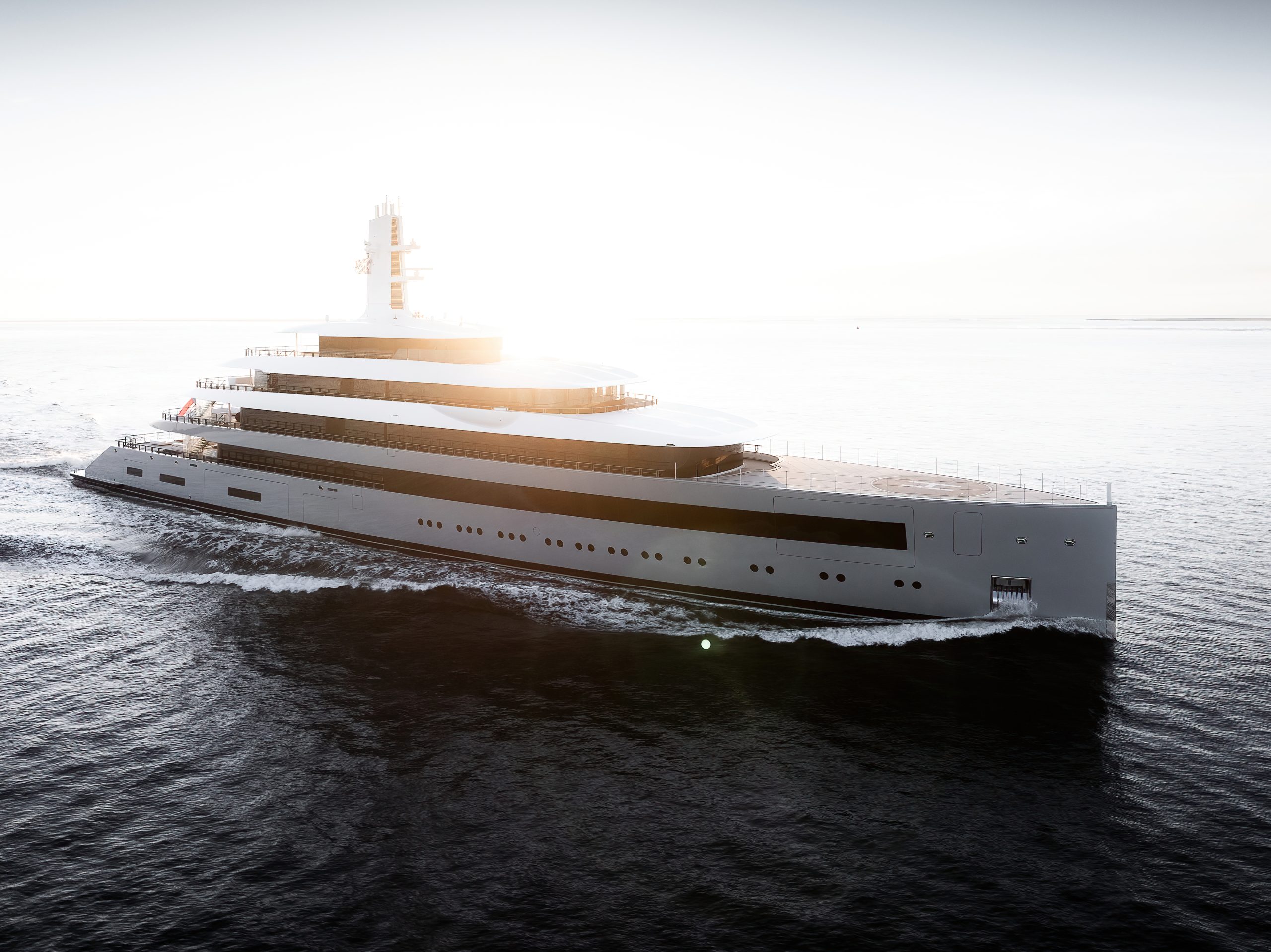 Feadship’s 101.2-metre superyacht Destiny under way during North Sea trials