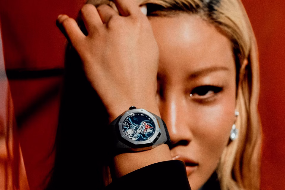 Audemars Piguet Royal Oak Concept Flying Tourbillon created with Yoon Ahn and Verbal, featuring a black aventurine dial and red tourbillon