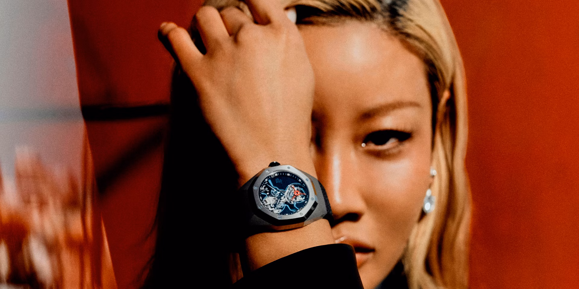 Audemars Piguet Royal Oak Concept Flying Tourbillon created with Yoon Ahn and Verbal, featuring a black aventurine dial and red tourbillon