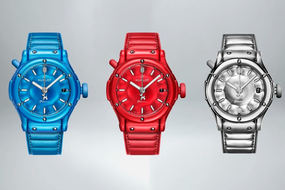 The Hublot Classic Fusion Balloon Dog by Jeff Koons in blue, red and silver.