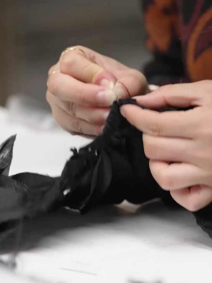 Close study of tactile feather and lace layering