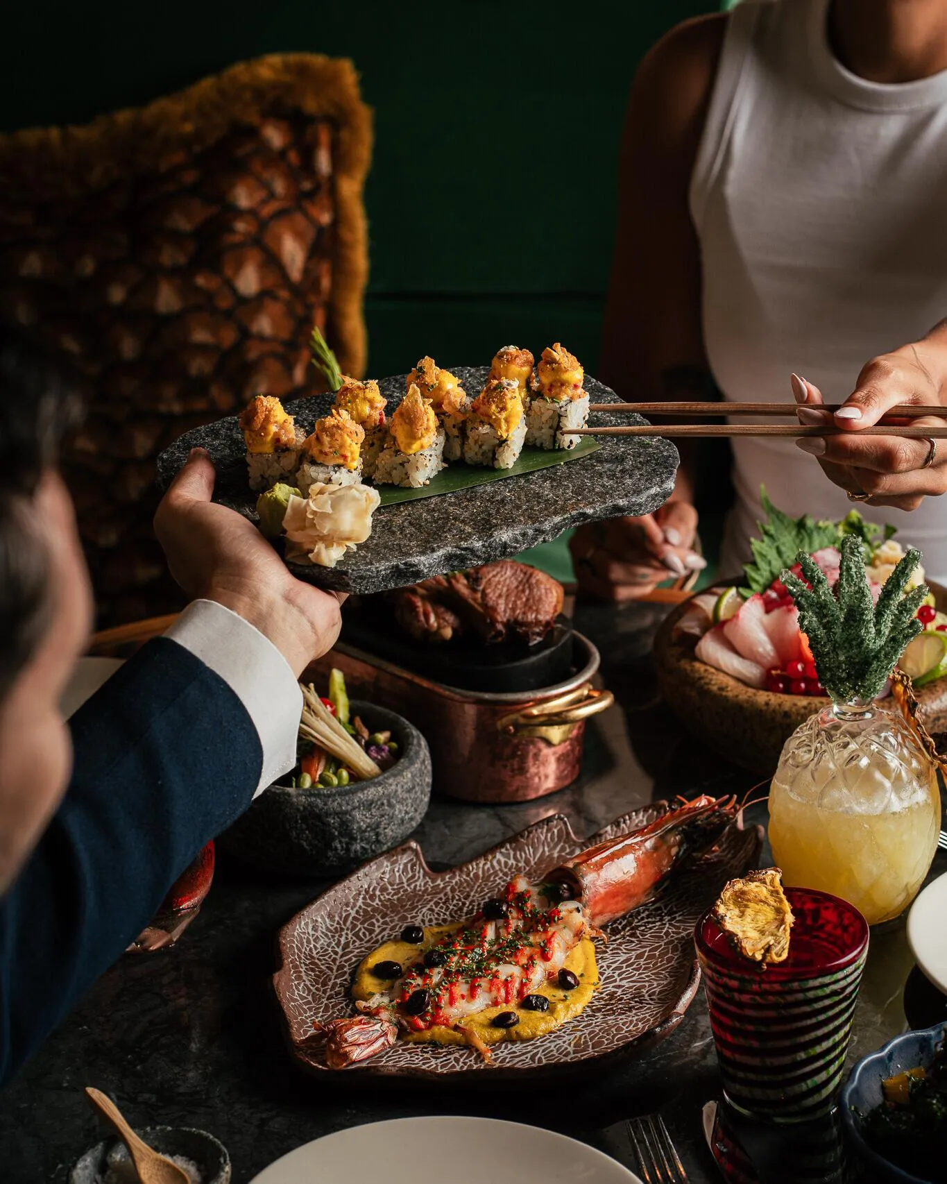 Detail of Amazónico's new seasonal menu dishes showcasing autumn flavours and sophisticated plating