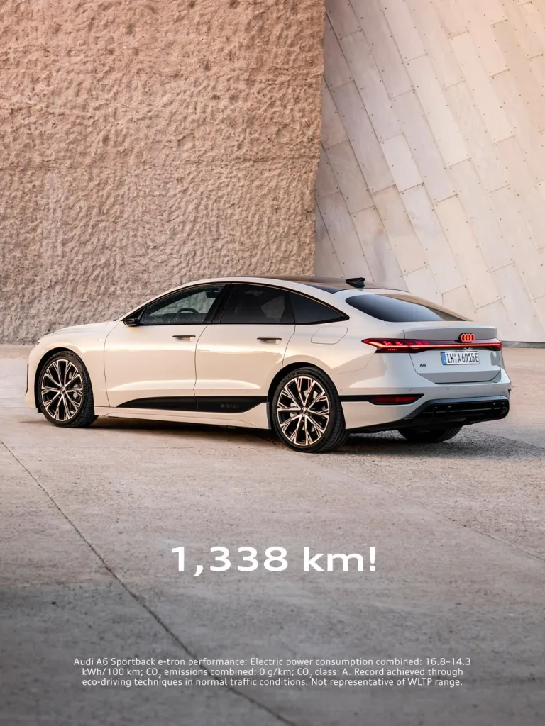 Audi A6 Sportback e-tron performance profile showcasing elegant electric design