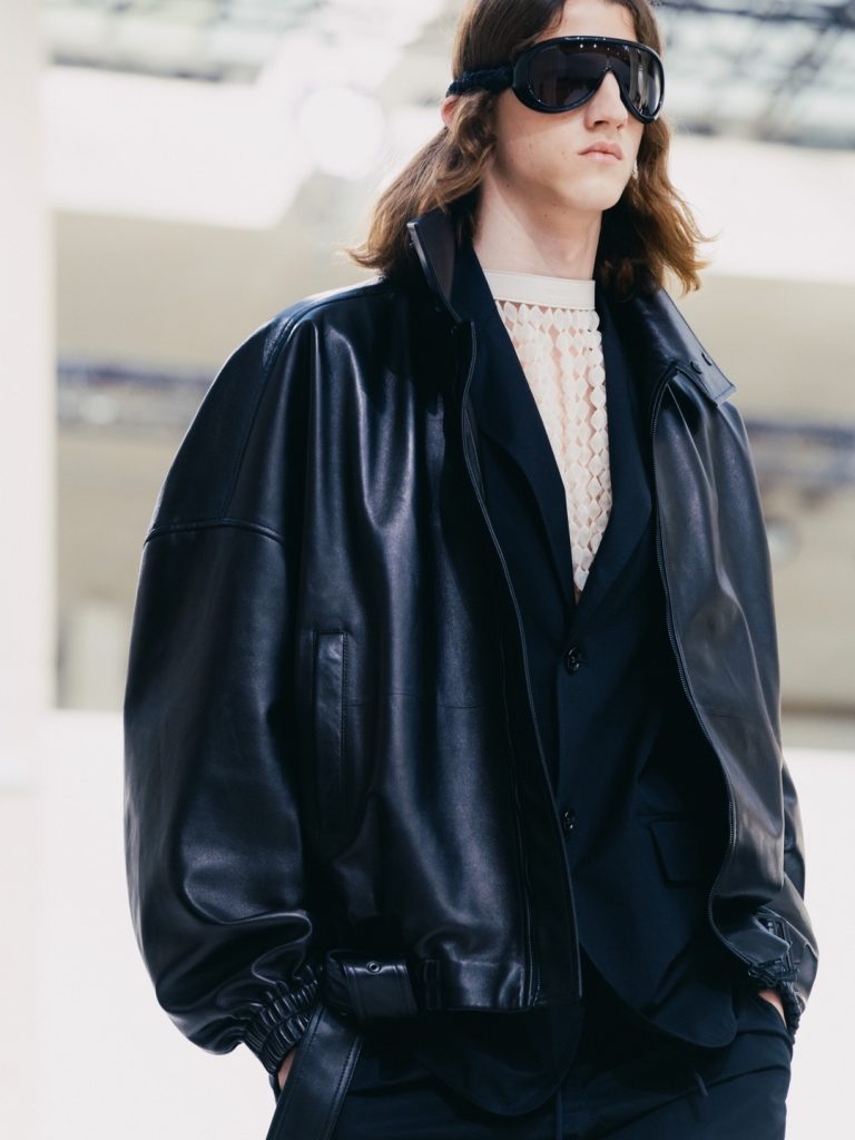 Oversized structured jacket in soft coral with elegant proportion and ease