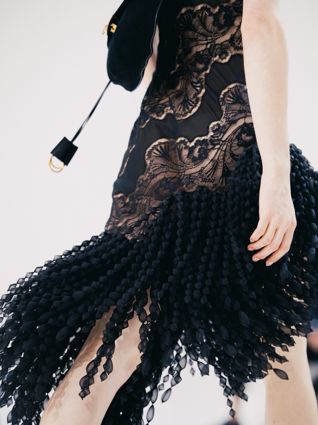 Evening silhouette in deepest ocean blue with liquid draping techniques