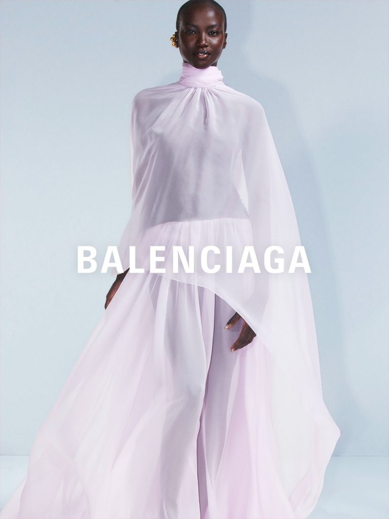 Full look featuring structured coral silhouette and refined proportions