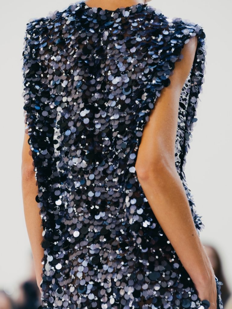 Model in Balenciaga Summer 27 displaying sculptural tailoring