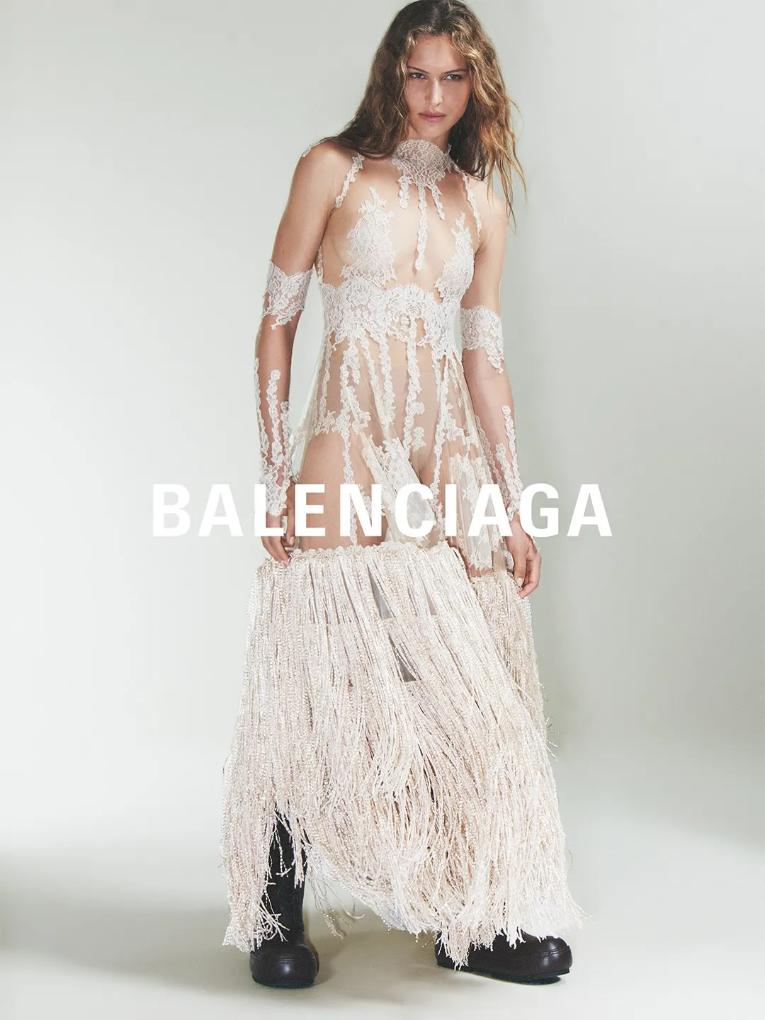 Flowing fabric detail showcasing colour palette of Balenciaga's Summer 27 offering