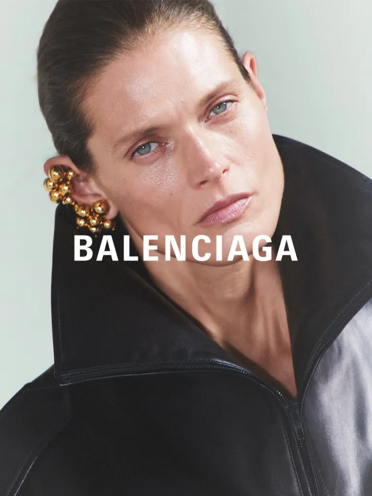Close-up detail of Balenciaga Atom Multi Earrings from Summer 27 collection