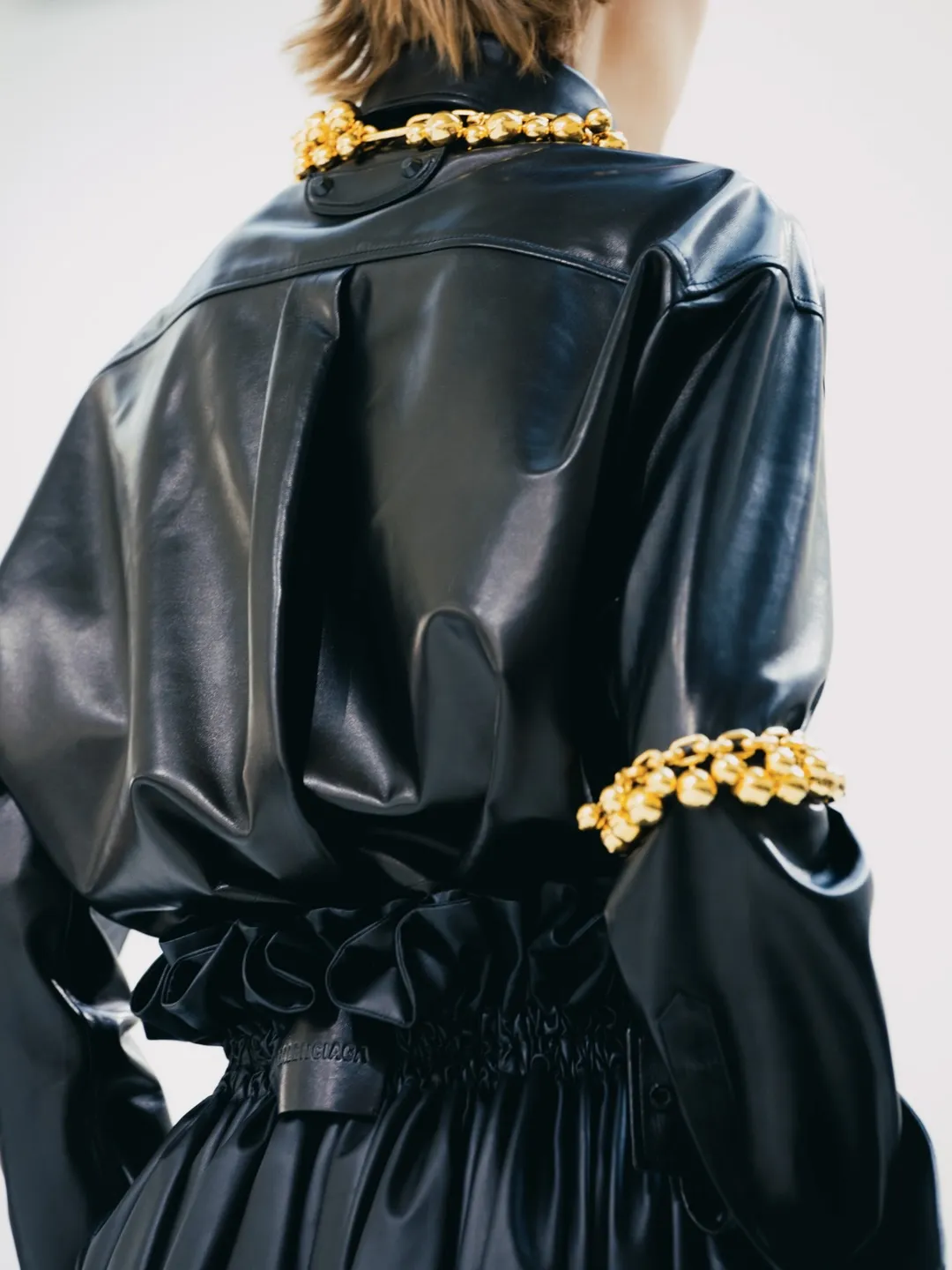 Balenciaga Summer 27 ensemble featuring jewel-toned accessories and refined tailoring