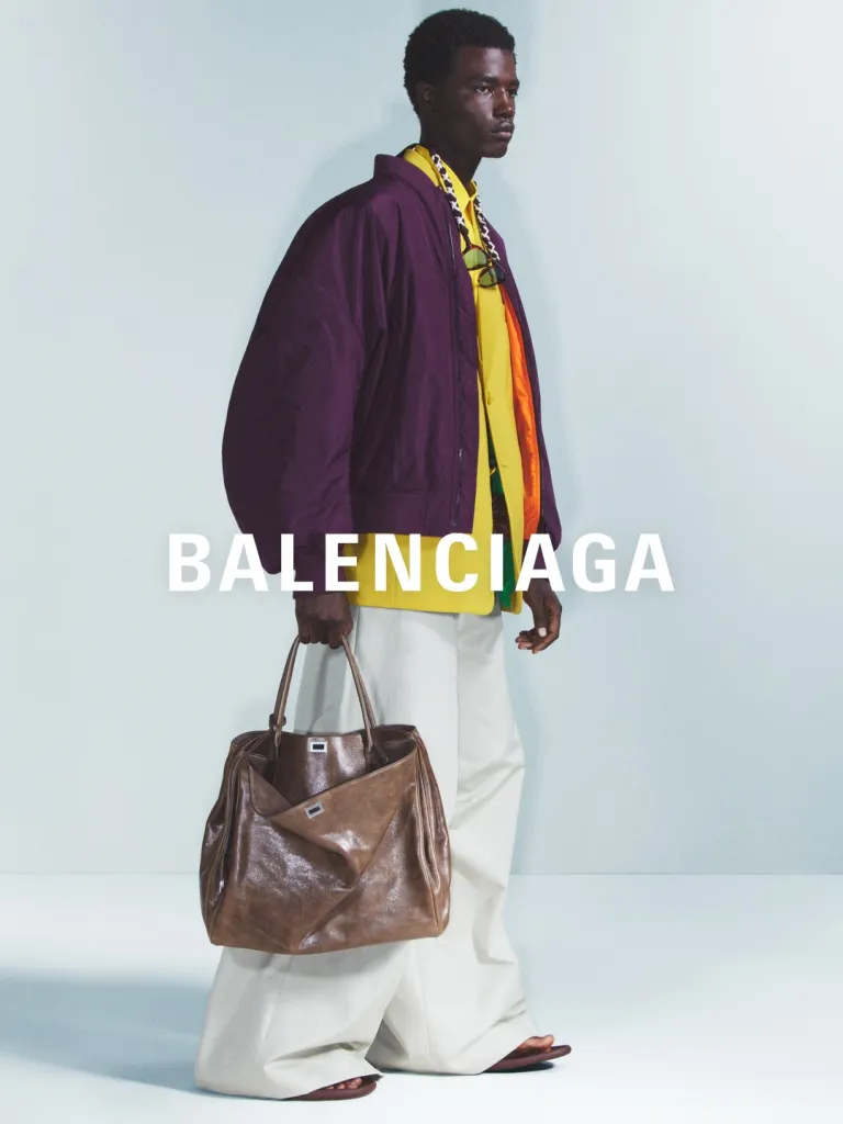 Full-length look featuring architectural volume and refined proportions