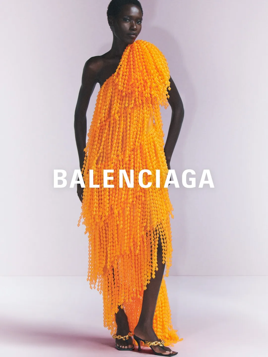 Close-up detail of Balenciaga's signature craftsmanship in sun-bleached neutral tones