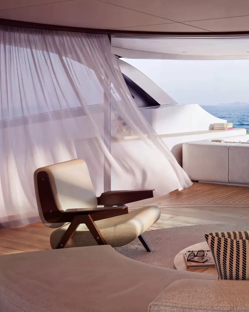 Oasis Deck innovation creating seamless indoor-outdoor living space on the Benetti Oasis 36M