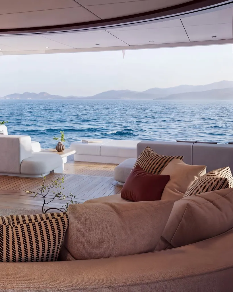 Contemporary interior architecture of Benetti Oasis 36M with expansive sea views and refined living spaces