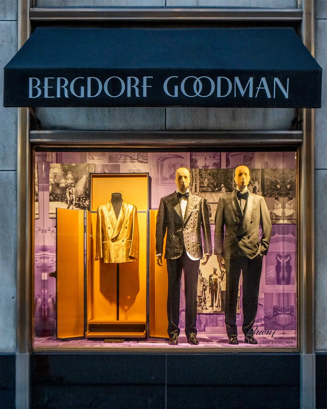 Brioni tailored jacket inspired by Art Deco architectural details from Bergdorf Goodman's Fifth Avenue façade