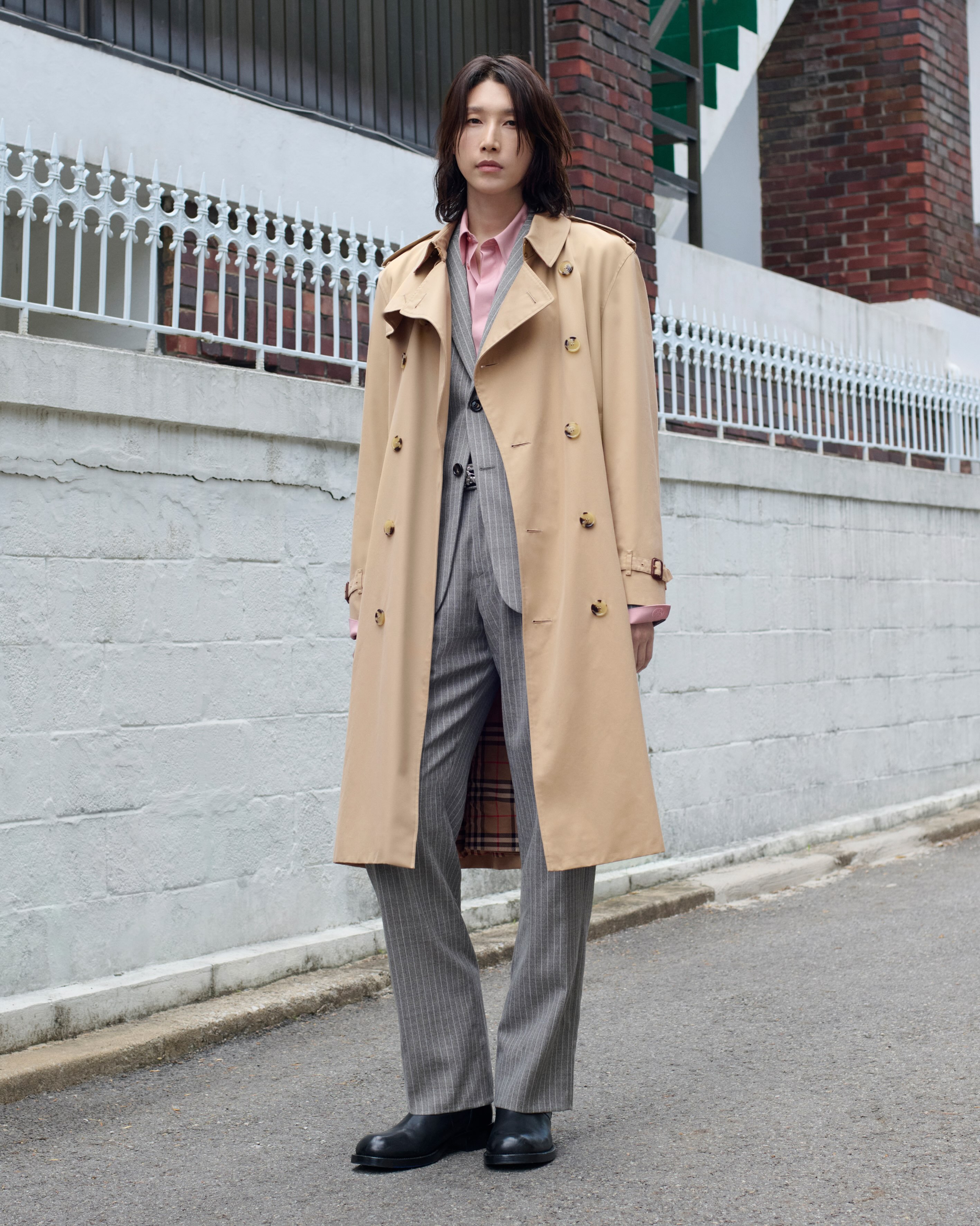 Yeonkoung Kim with Burberry trench coat in Seoul