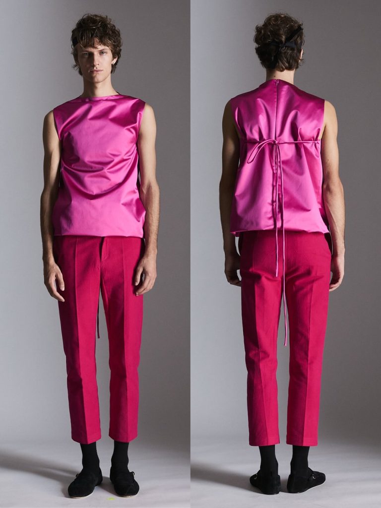Model presenting Celine's understated luxury aesthetic from the latest collection