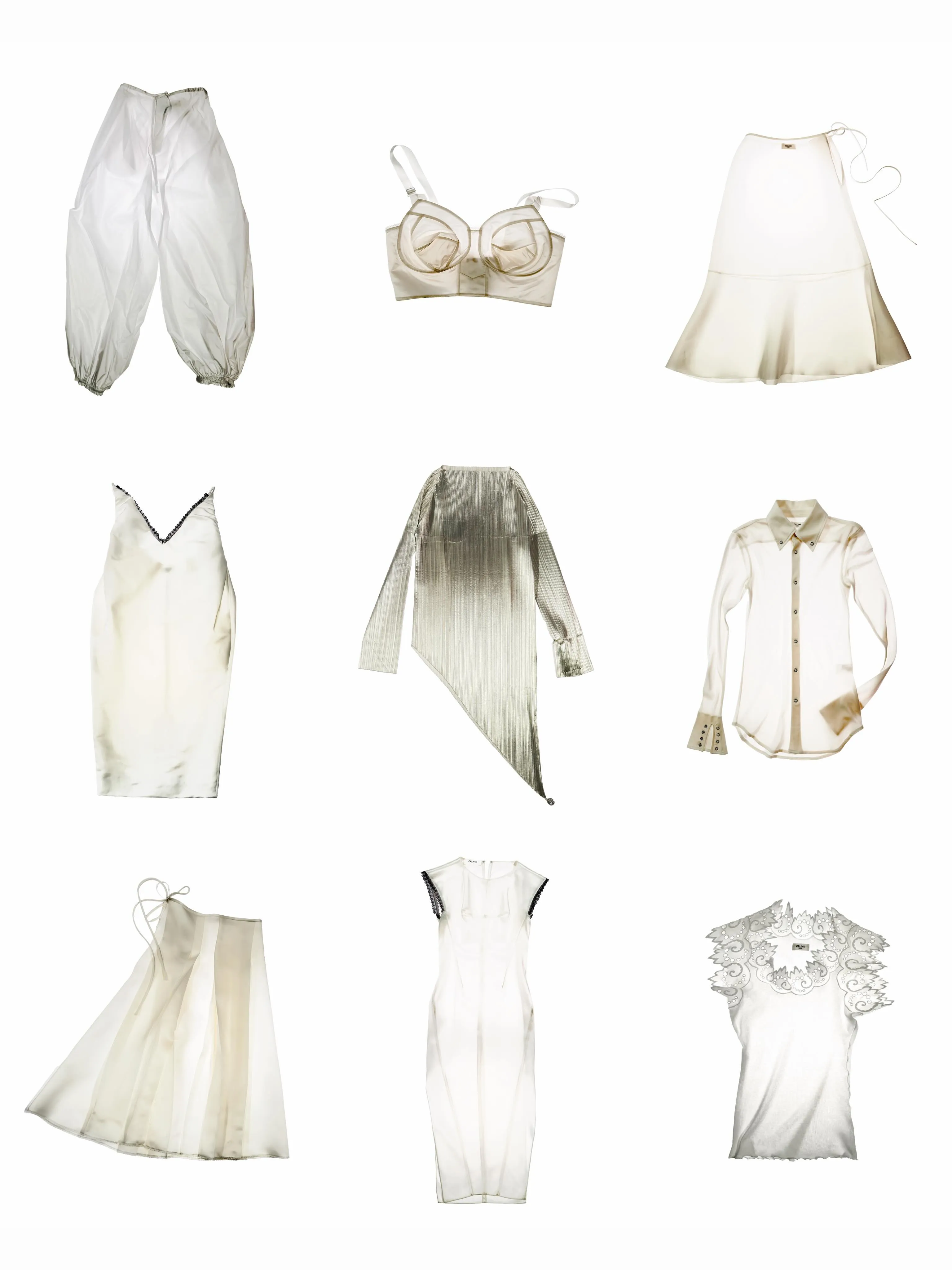 Close up of refined neckline detail and fabric construction