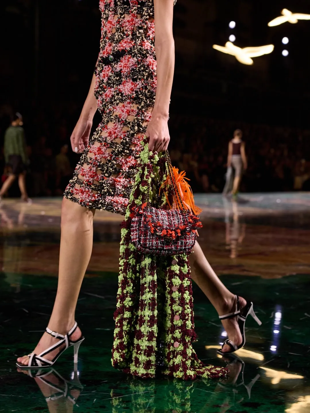 Layered look combining structured gilet with flowing beaded style from CHANEL Spring Summer 2027