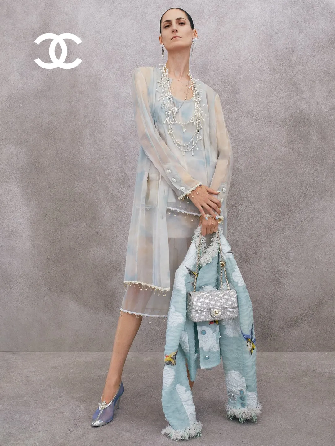 Detail of exquisitely embroidered Chanel piece showcasing Lesage craftsmanship from SS27 collection
