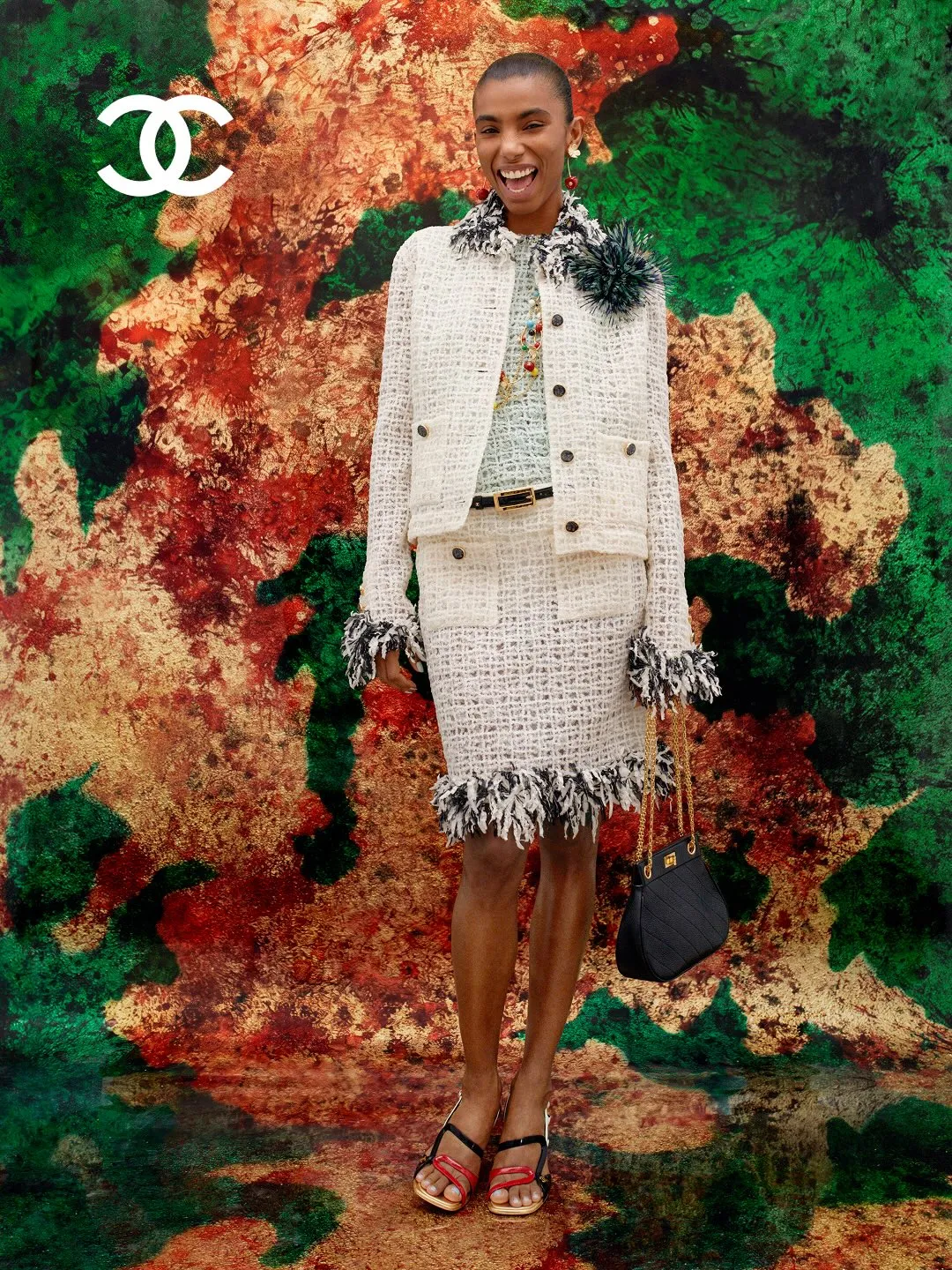 Sophisticated Chanel piece featuring embroidery and textural elements from SS27