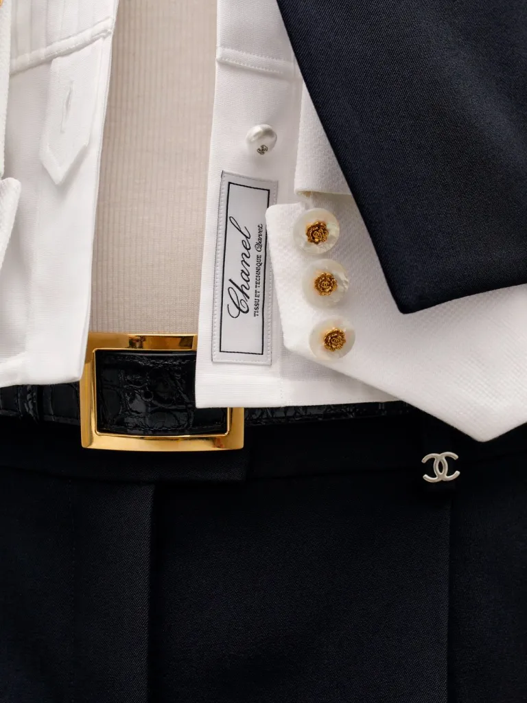 Detail of embellished Chanel piece demonstrating exceptional atelier craftsmanship