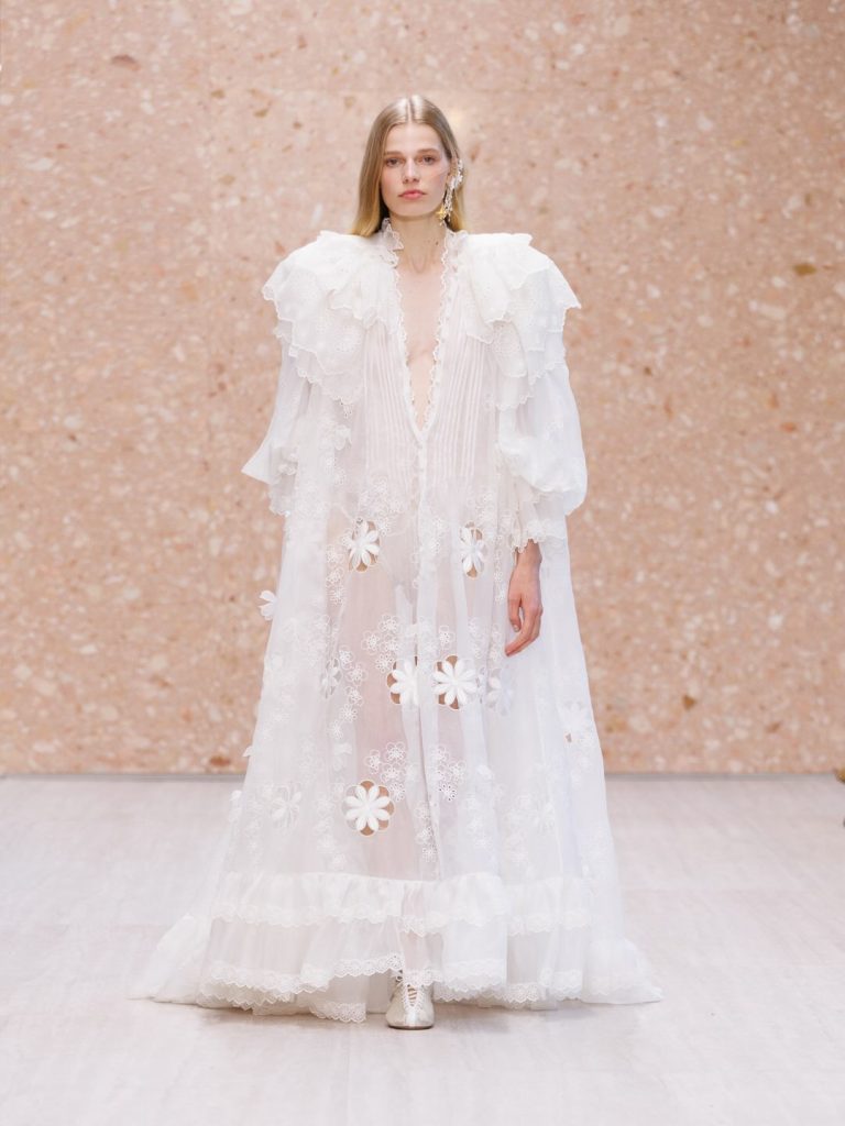 Flowing champagne coloured garment demonstrating Chloé's signature elegance