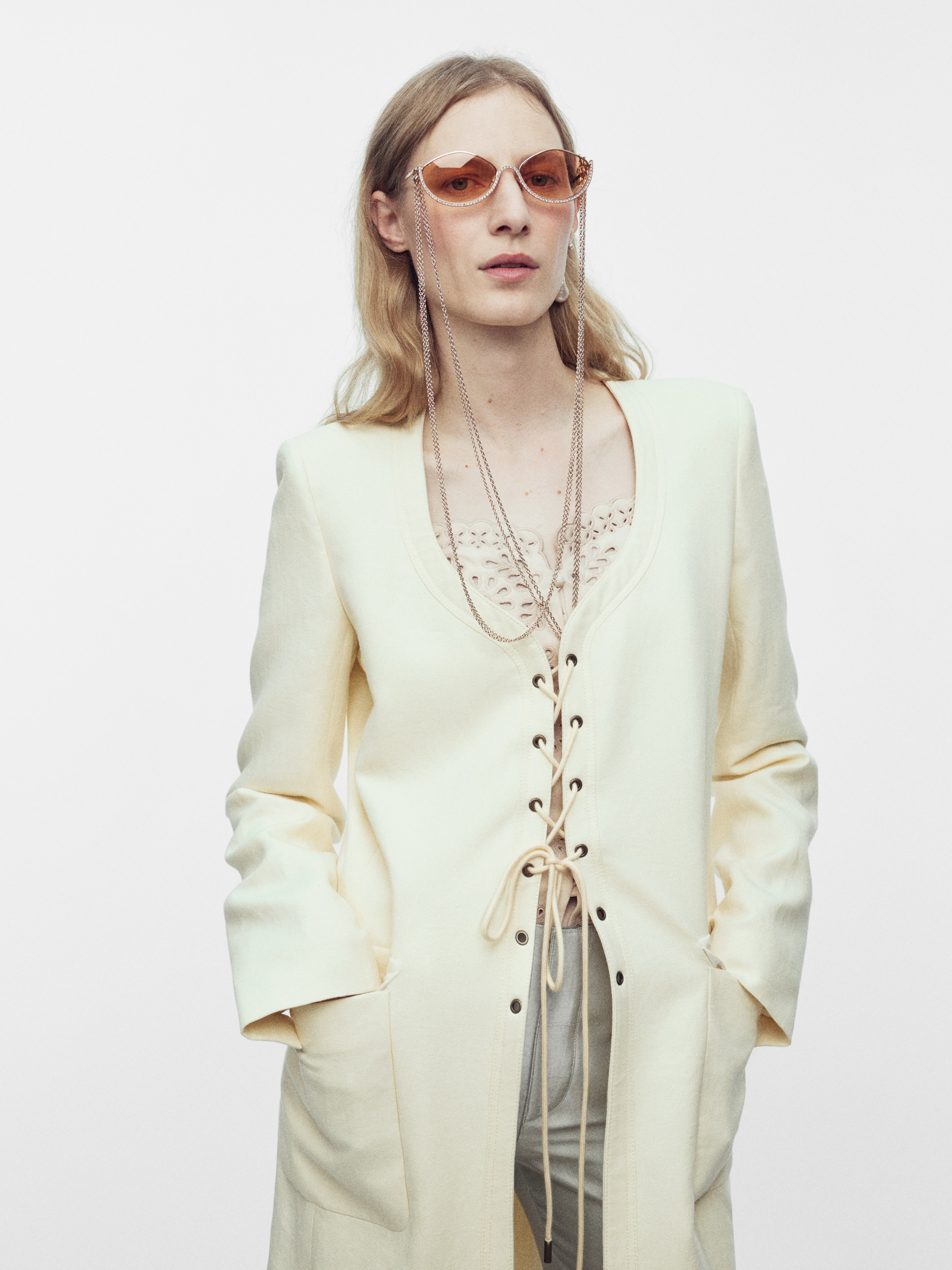 Portrait of Julia Nobis photographed by Willy Vanderperre for Chloé Summer 27, captured with luminous natural lighting against a neutral backdrop