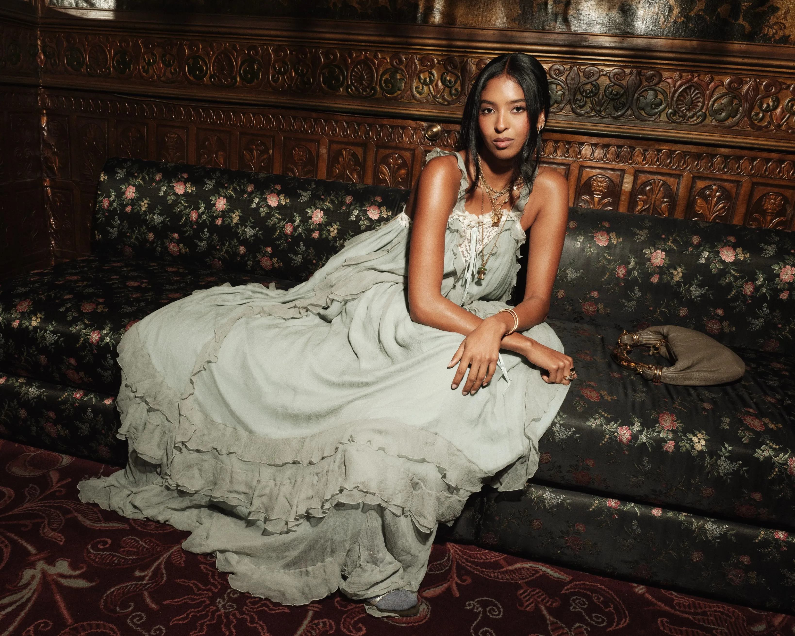 Guest in coordinated Chloé separates embodying understated luxury aesthetic