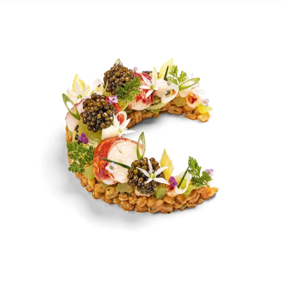 A refined plate featuring succulent lobster and spelt grain, garnished with Fenland celery, caviar and Selim pepper at Core by Clare Smyth