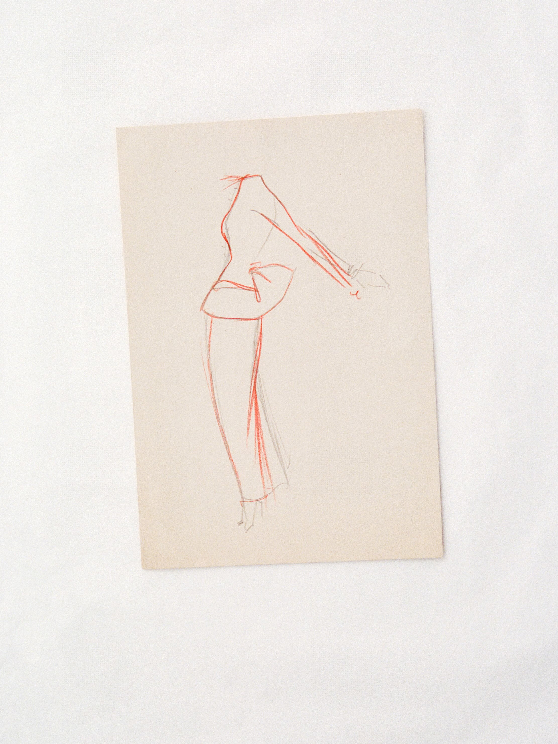 Front view of structured yet fluid silhouette emphasising movement and grace