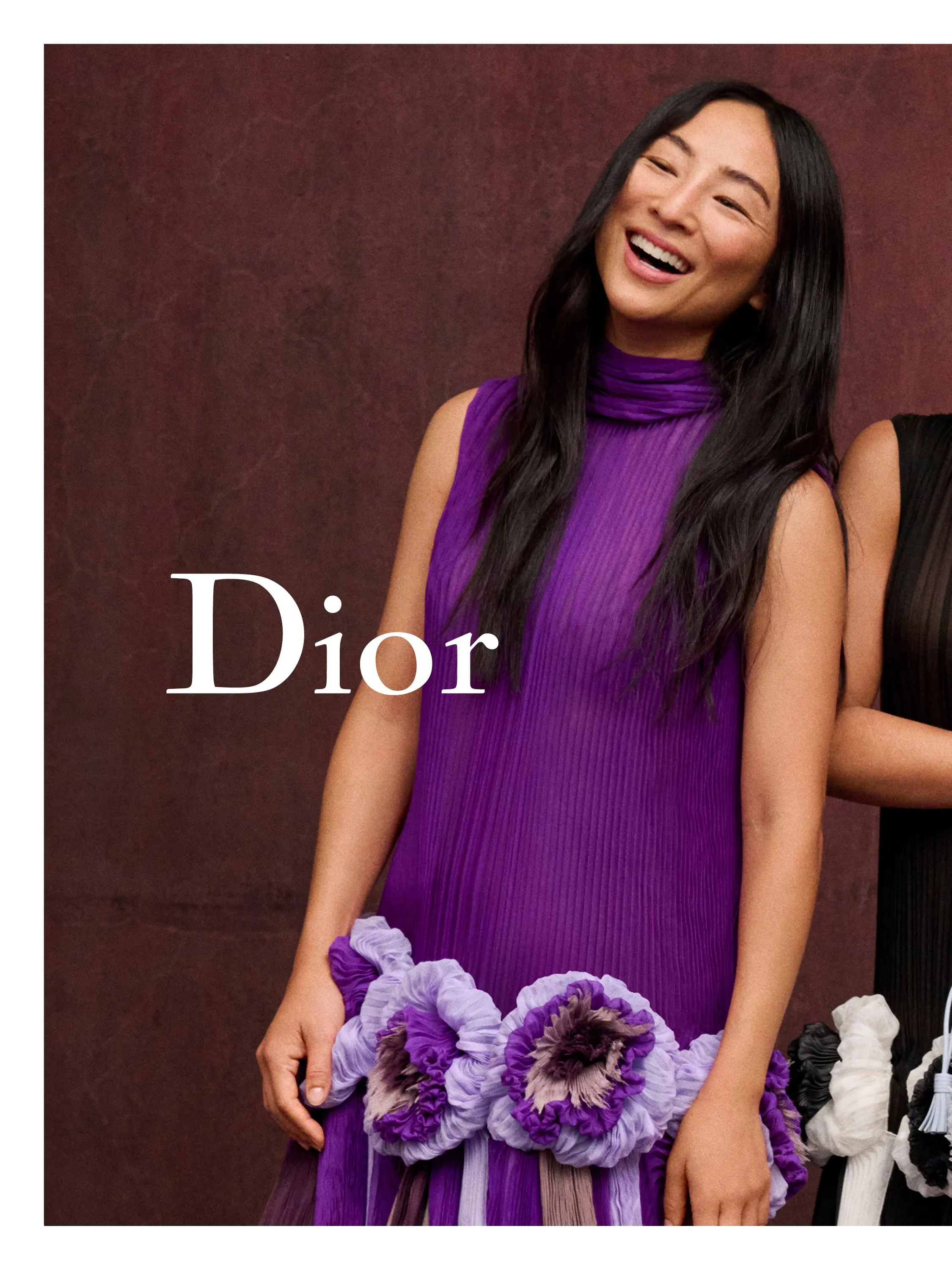 Greta Lee in Dior Cruise 2027 campaign shot within LACMA's artistic setting