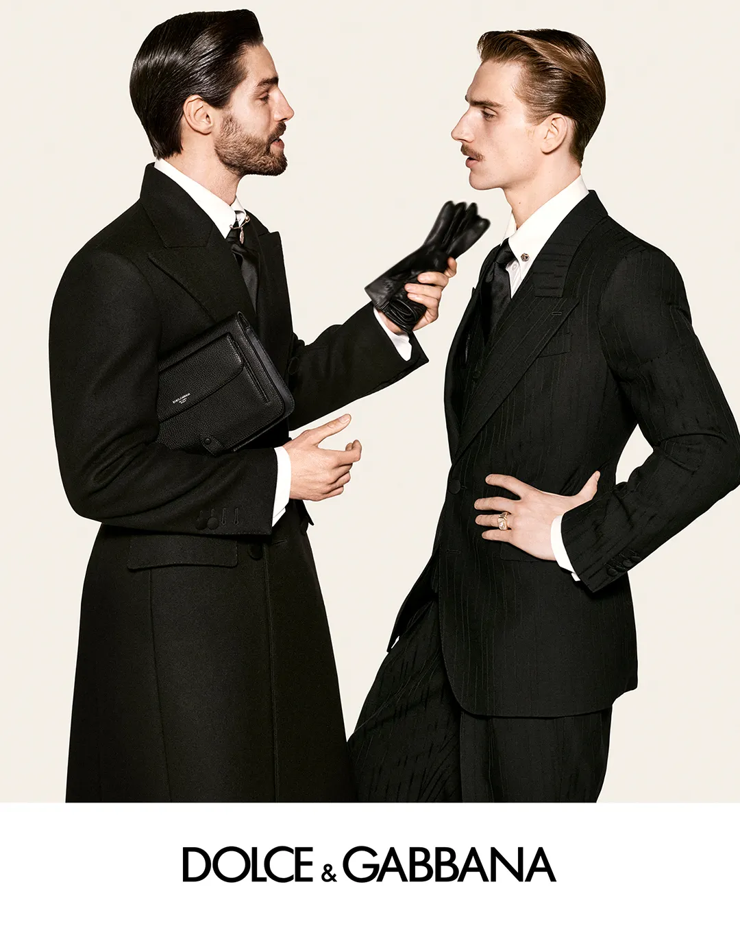 Dolce & Gabbana Spring Summer 2026 men's campaign featuring models in tailored silhouettes, photographed by Steven Meisel