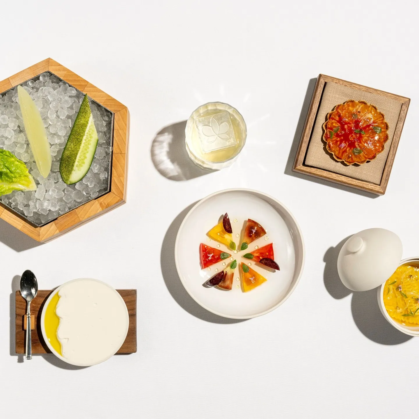 The Celebration course at Eleven Madison Park featuring fresh seasonal crudités and ricotta dip