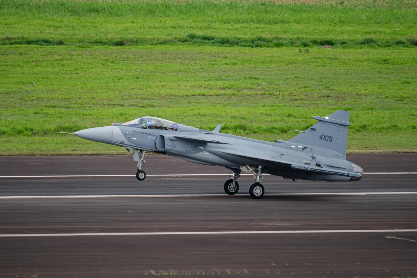 Close-up detail of Gripen E fighter aircraft showcasing precision manufacturing and engineering