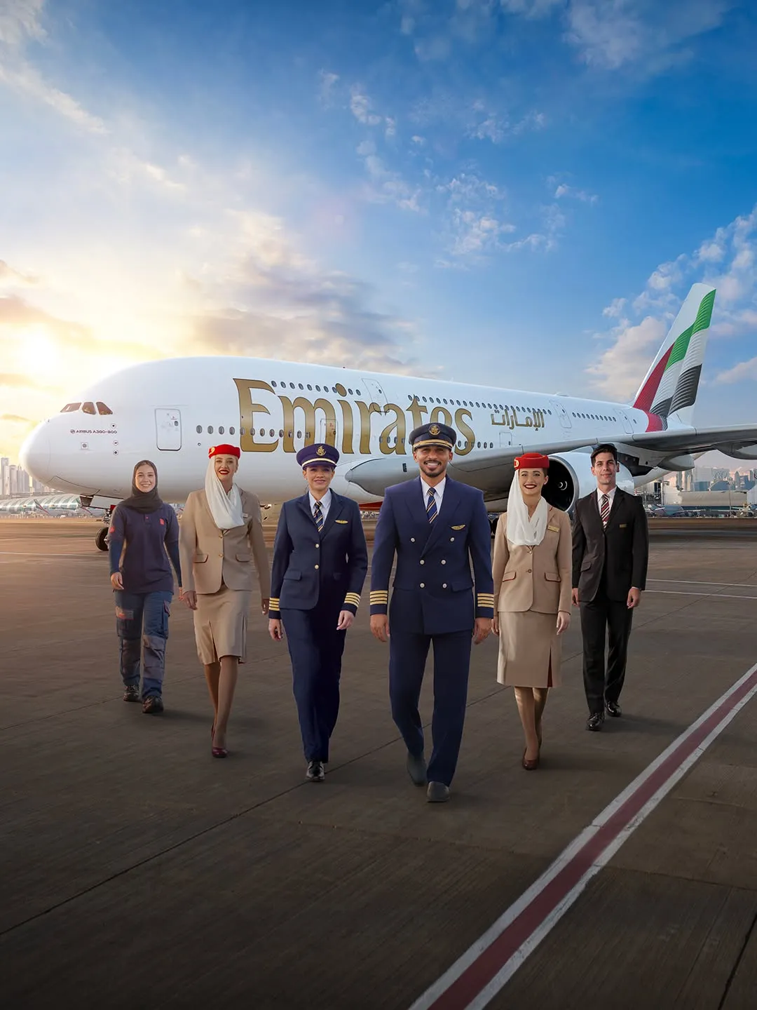 Emirates aircraft in flight against clear skies, symbolising UAE aviation achievement