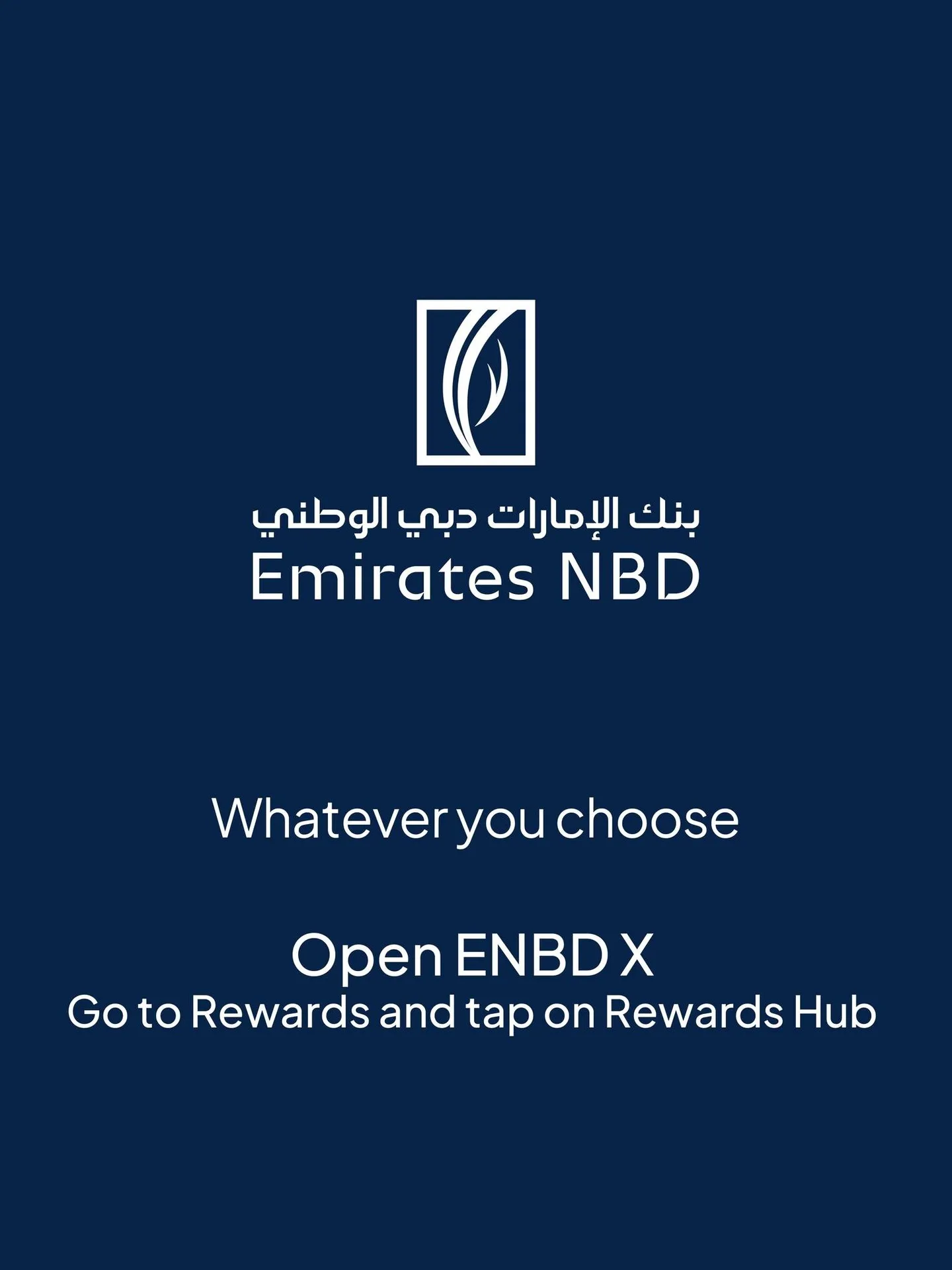 Digital rewards redemption interface and savings information on ENBD X app