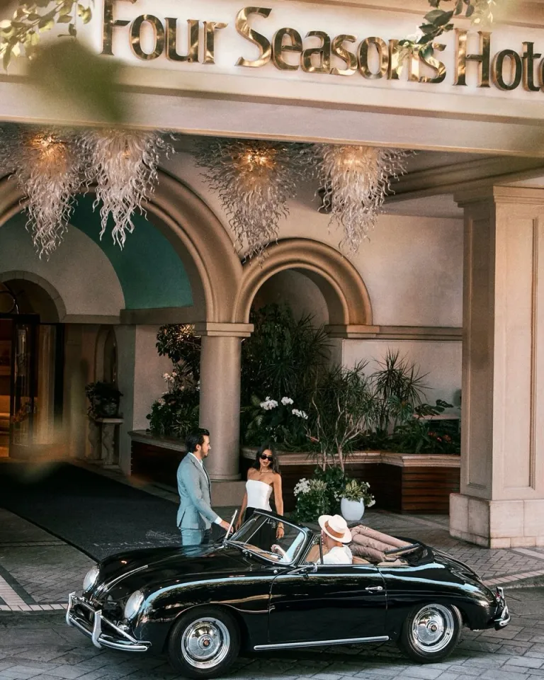 Elegant lobby of Four Seasons Hotel Los Angeles showcasing refined contemporary design and sophisticated interiors