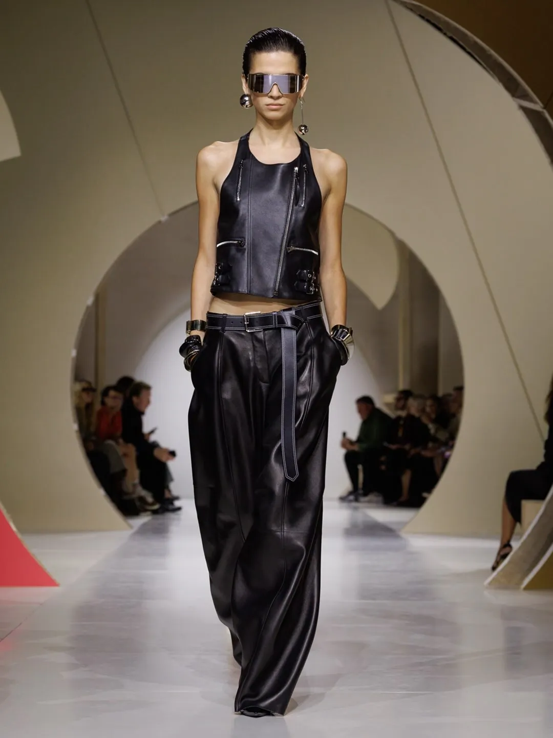 Black leather accessories including oversized tote bag in rich ebonite tone