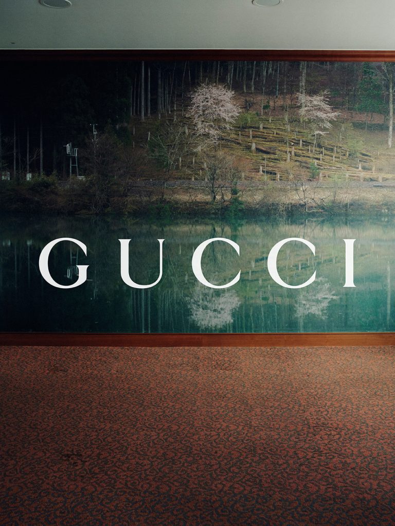 Close-up detail of Gucci Primavera collection styling and textile in Michal Chelbin portrait series