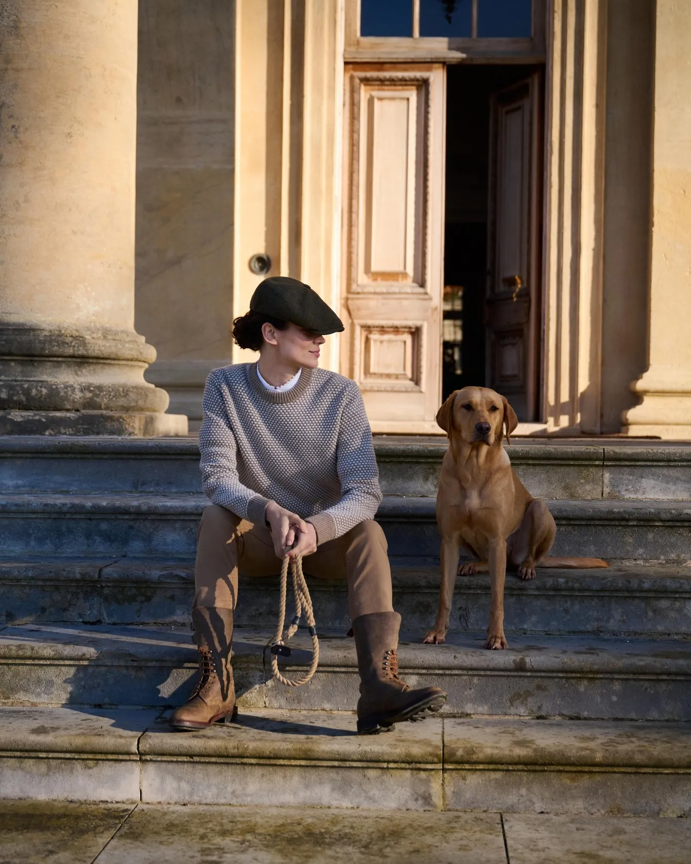 James Purdey and Sons women's luxury bi-colour stitch knit in refined autumnal tones, styled for layering