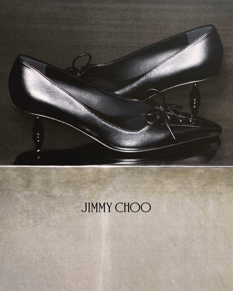 Detailed view of the Scarlett heel's architectural drop heel and refined silhouette