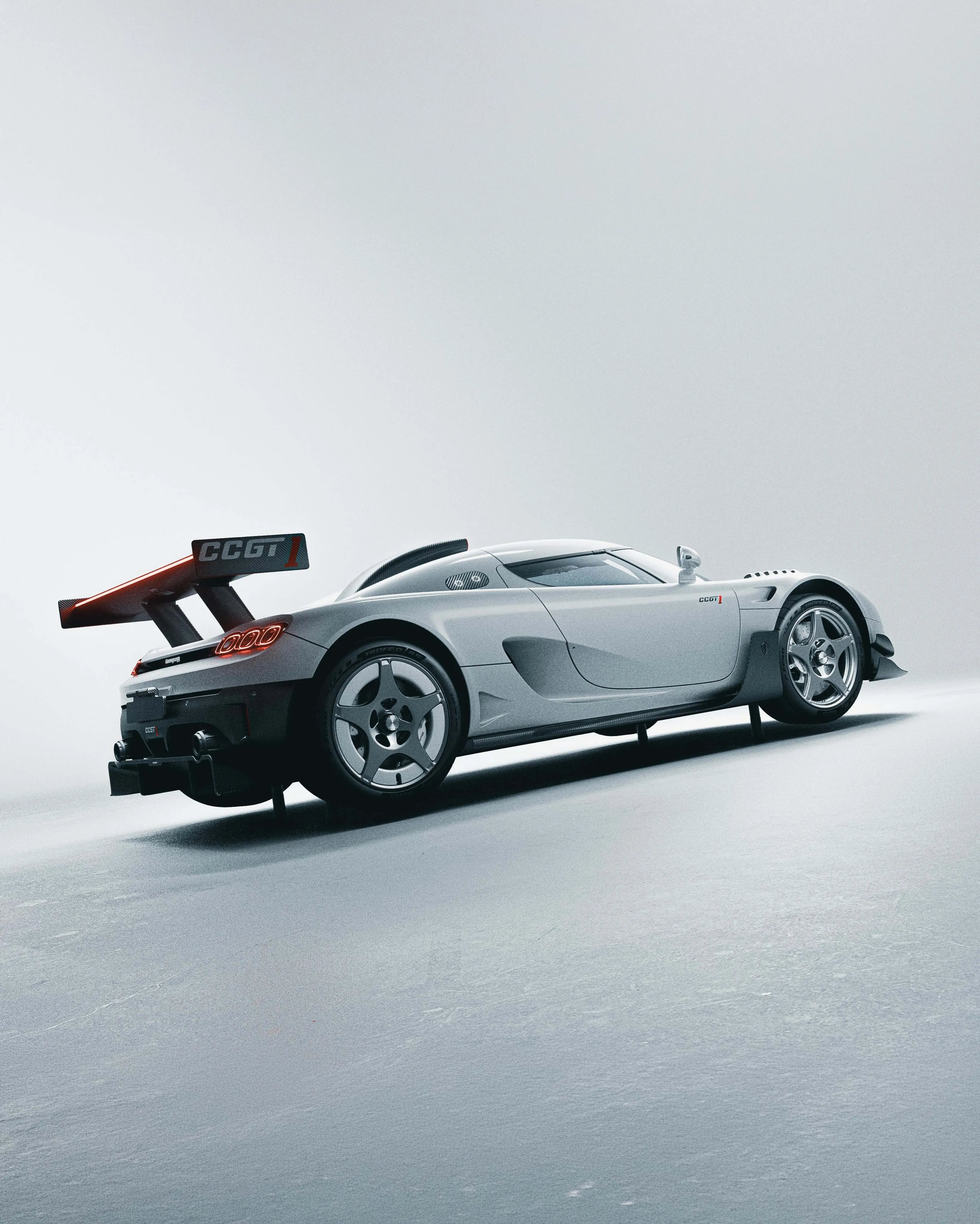 Koenigsegg CCGT1 hypercar in standard road-legal configuration showcasing aerodynamic design and distinctive Swedish engineering
