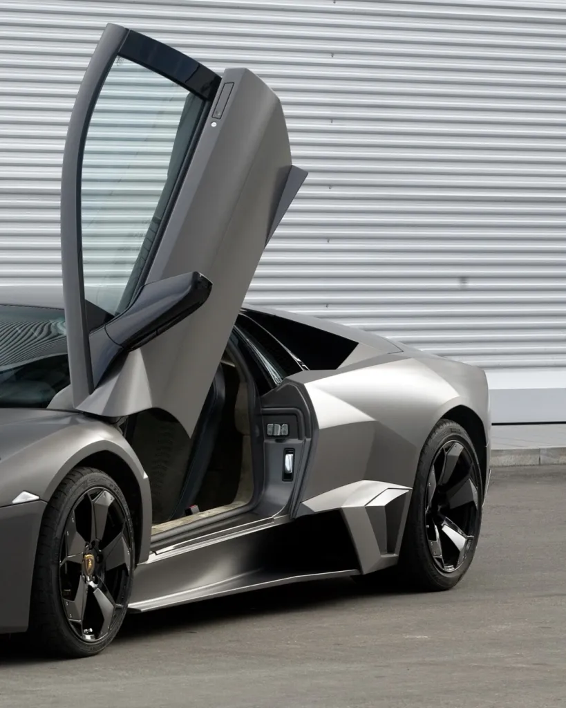 Front three-quarter view of Reventón highlighting its aggressive angular stance and advanced design philosophy