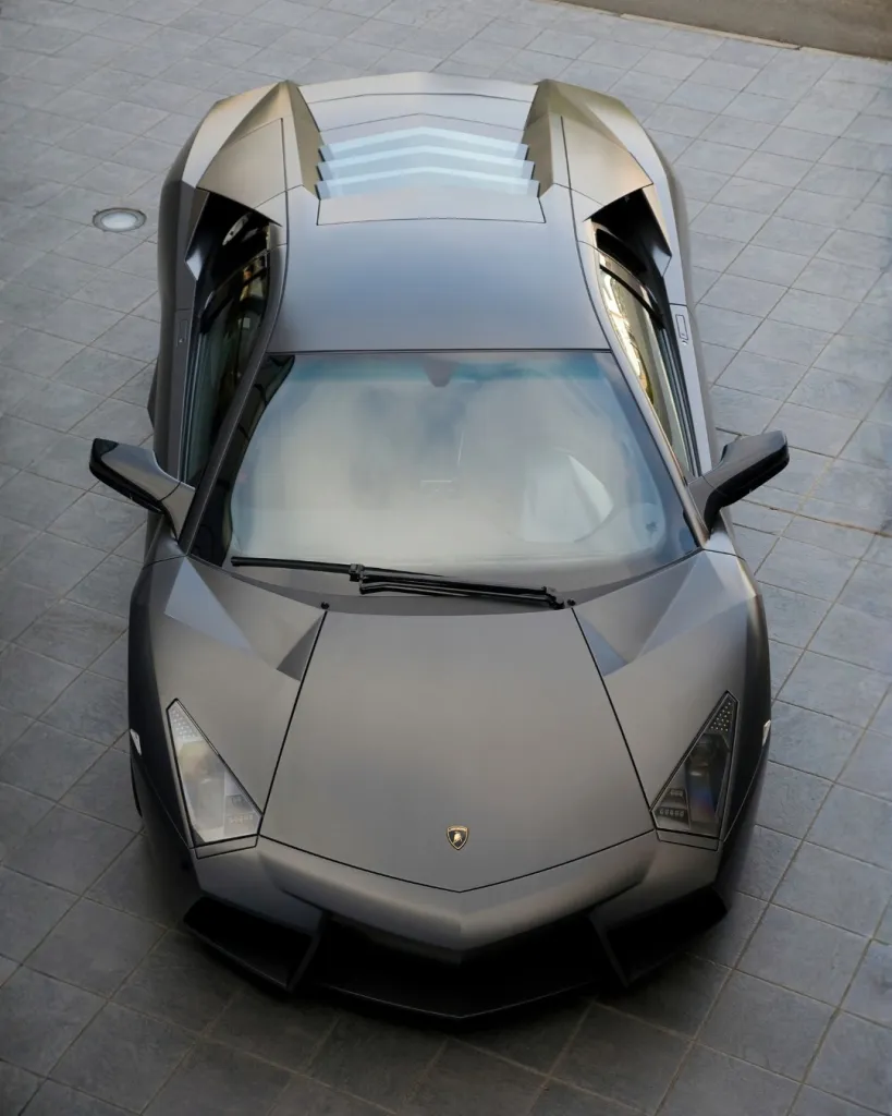 Lamborghini Reventón displaying its characteristic wedge shape and radical design elements derived from military aircraft