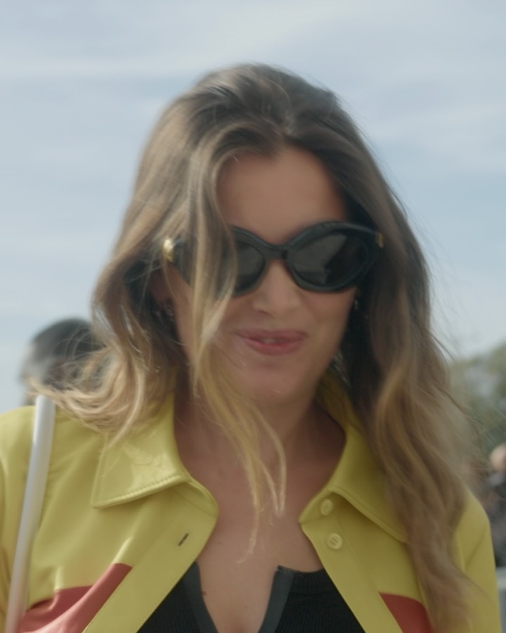 Laetitia Casta arrives at the Loewe Spring Summer 2027 show
