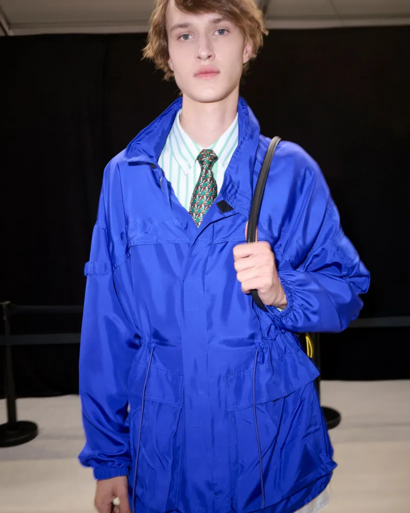 A full-length look embodying the collection's narrative of autobiographical luxury